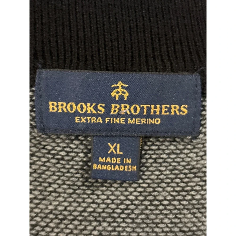 Brooks Brothers Men's Size XL Quarter Zip Grey Merino Wool Smithfield Sweater